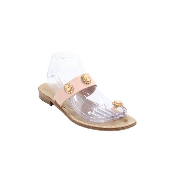 Not Available Shoes - Amedeo Canfora Womens Double Strap Crystal Silhouette Sandals Pink Size 9
